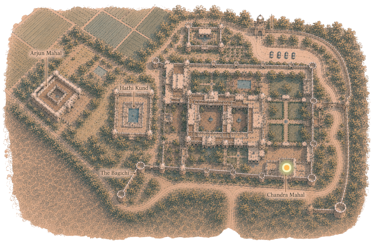 Nahargarh Palace map with Chandra Mahal highlighted