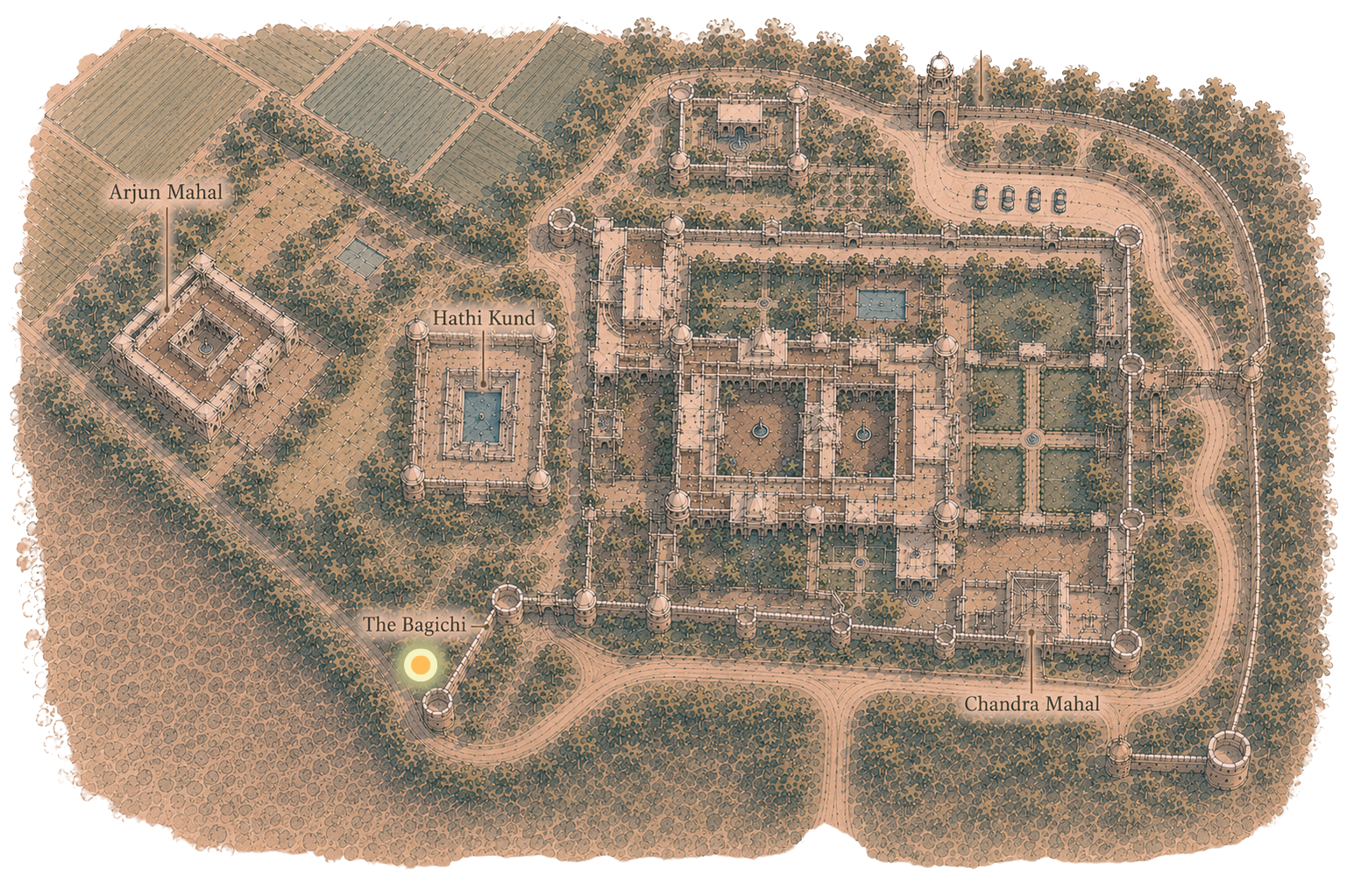 Nahargarh Palace map with The Bagichi highlighted