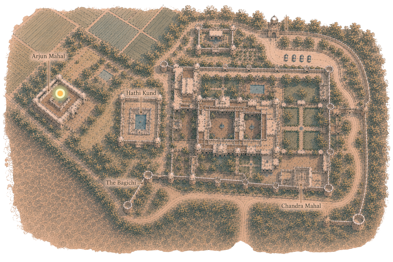Nahargarh Palace map with Arjun Mahal highlighted